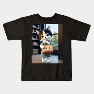 Cat with a purse - Modern digital art Kids T-Shirt